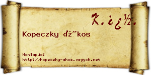 Kopeczky Ákos névjegykártya